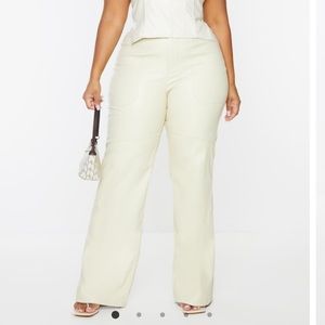 Pretty little thing plus size wide leg leather pants new with tags